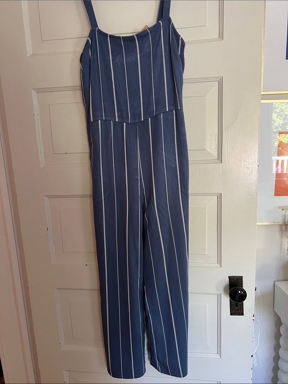 GAP Blue and White Striped Wide-Leg Jumpsuit